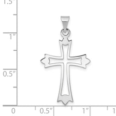 14K White Gold Budded Cross Pendant