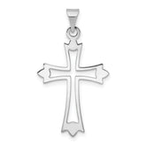 14k White Gold Budded Cross Pendant