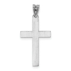 14K White Floral Cross Pendant