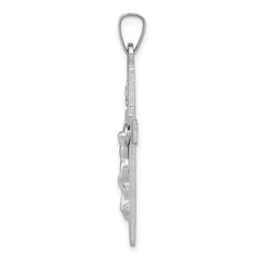 14K White Gold INRI Crucifix Charm