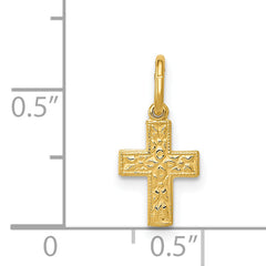 14K Floral Cross Charm