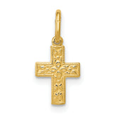 14K Floral Cross Charm