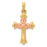 14k Two-tone Claddagh Cross Pendant