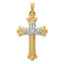 Claddagh Cross Pendant in 14K Two-Tone Gold, 18x27mm Textured - Sophia Jewelers