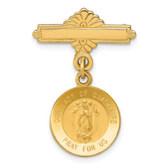 14K Yellow Gold Our Lady of Guadalupe Unisex Medal Pin