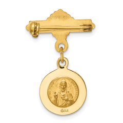 14K Reversible Queen of the Holy Scapular/Sacred Heart Medal Pin