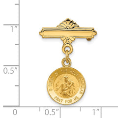 14K Gold Reversible Sacred Medal Pin with Polished Finish Unisex
