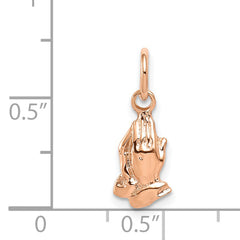 14K Rose Gold Praying Hands Charm