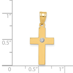 14K Polished .01ct. Diamond Cross Pendant
