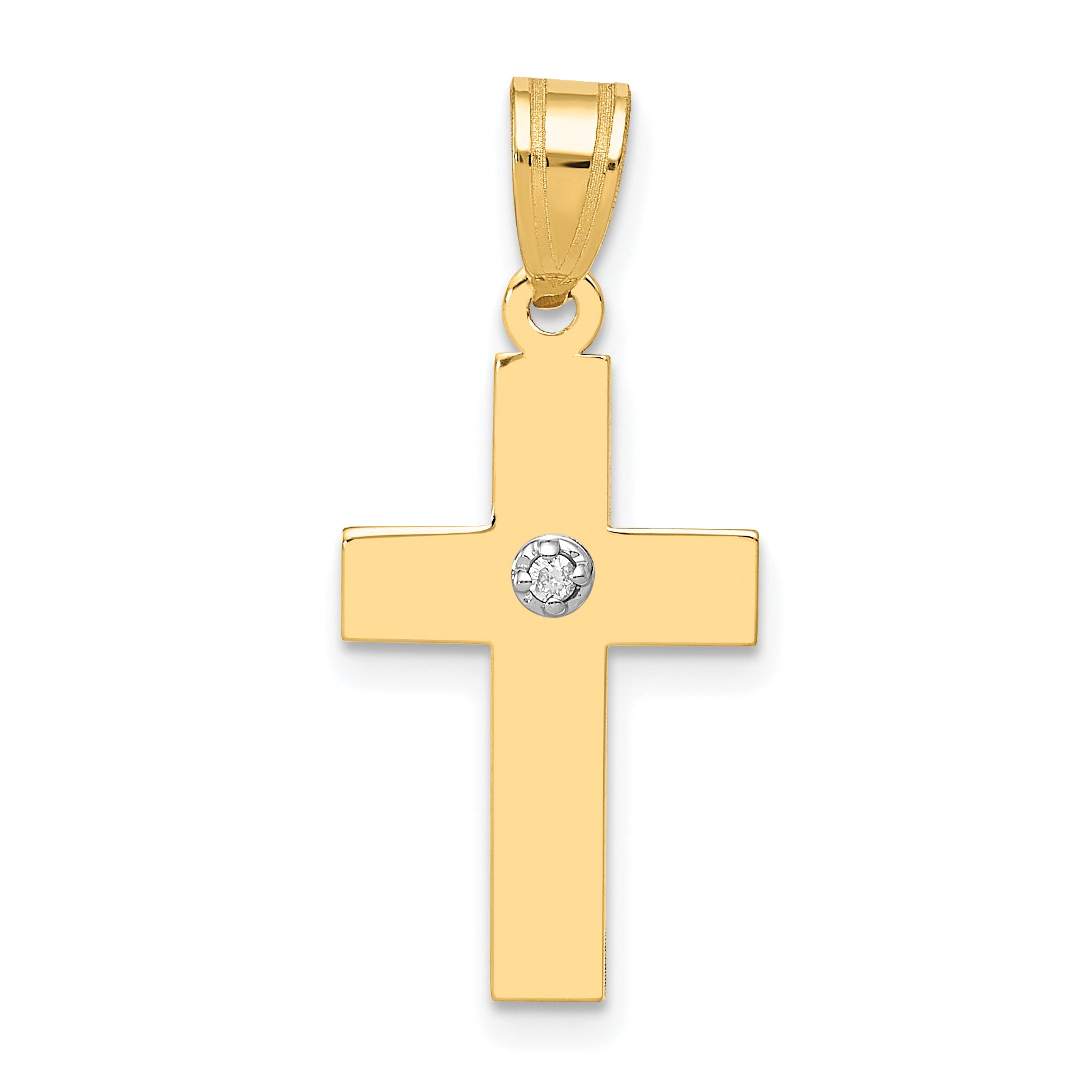 14k Polished .01ct. Diamond Cross Pendant