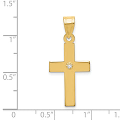 14K Polished .02ct. Diamond Cross Pendant