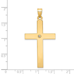 14K Polished .03ct. Diamond Cross Pendant
