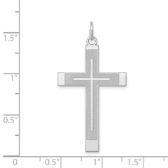 14K White Gold Laser Designed Cross Pendant