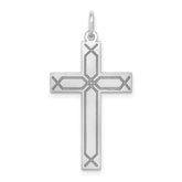 14K White Gold Laser Designed Cross Pendant