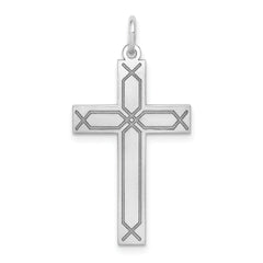 14K White Gold Laser Designed Cross Pendant