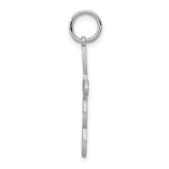 14K White Gold Loop With Center Heart Cross Charm