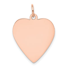 14K Rose Gold Plain .027 Gauge Engraveable Heart Disc Charm