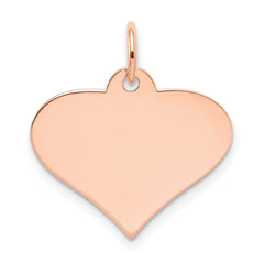 14K Rose Gold Plain .018 Gauge Engraveable Heart Disc Charm