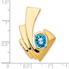 14k 9x7mm Oval Blue Topaz Slide