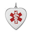 Enamel Heart Medical Alert Pendant in Sterling Silver, 28mm Engravable - Sophia Jewelers