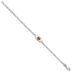 Sterling Silver Rhodium-plated Enamel Medical Jewelry Bracelet