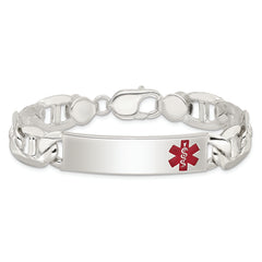 Sterling Silver Polished Medical Anchor Link ID Bracelet