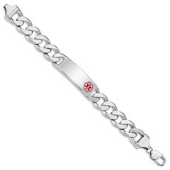 Sterling Silver Rhodium-plated Medical ID Curb Link Bracelet