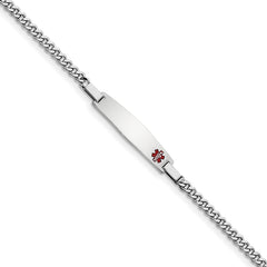 Sterling Silver Rhod-plated Children's Medical ID Bracelet WithCurb Link