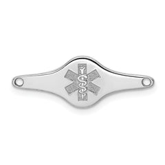 Sterling Silver Rhodium-plated Non-enameled Medical ID Plate