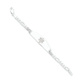 Sterling Silver Rhod-plt Non-enameled Medical ID Figaro Link Bracelet