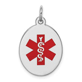 Sterling Silver Rhodium-plated Medical Jewelry Pendant