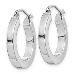 14k White Gold Square Tube Hoop Earrings