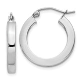 14k White Gold Square Tube Hoop Earrings
