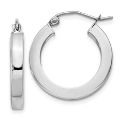 14k White Gold Square Tube Hoop Earrings