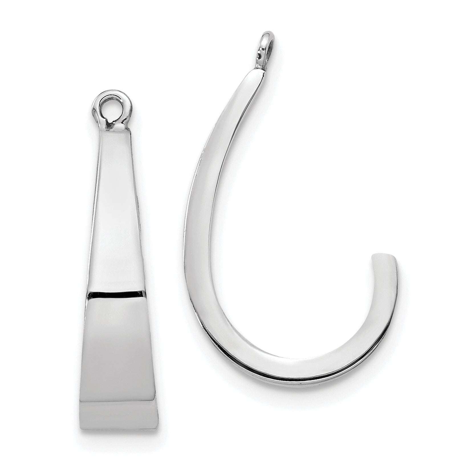 14k White Gold Polished J-Hoop Earring Jackets