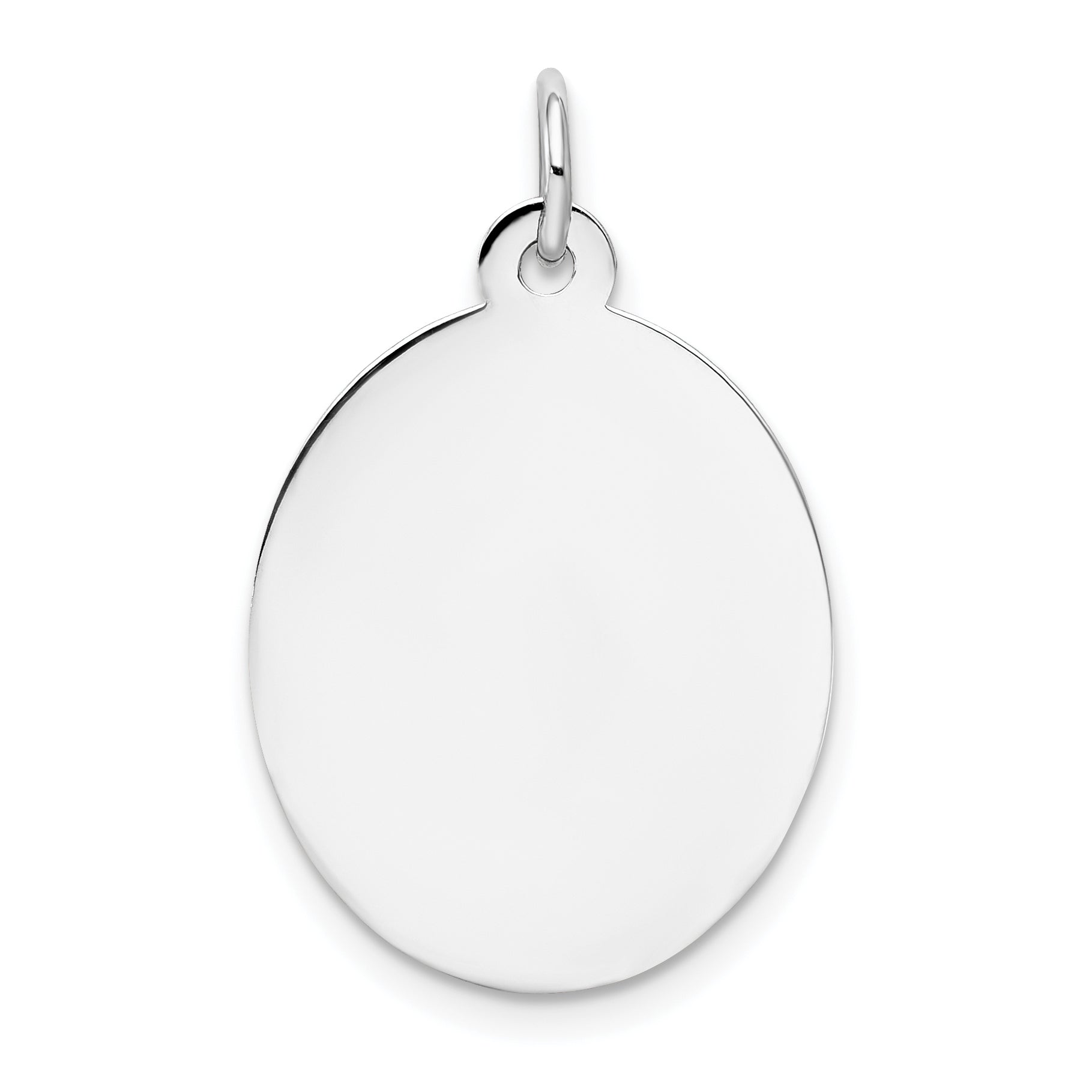 14K White Gold Plain .035 Gauge Oval Engravable Disc Charm