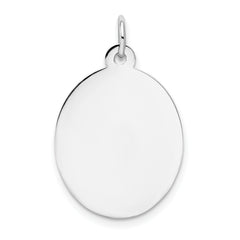 14K White Gold Plain .018 Gauge Oval Engravable Disc Charm