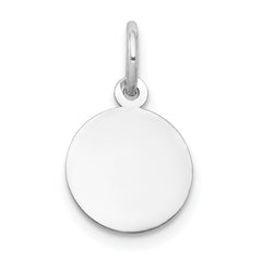 14K White Gold Plain .011 Gauge Round Engravable Disc Charm