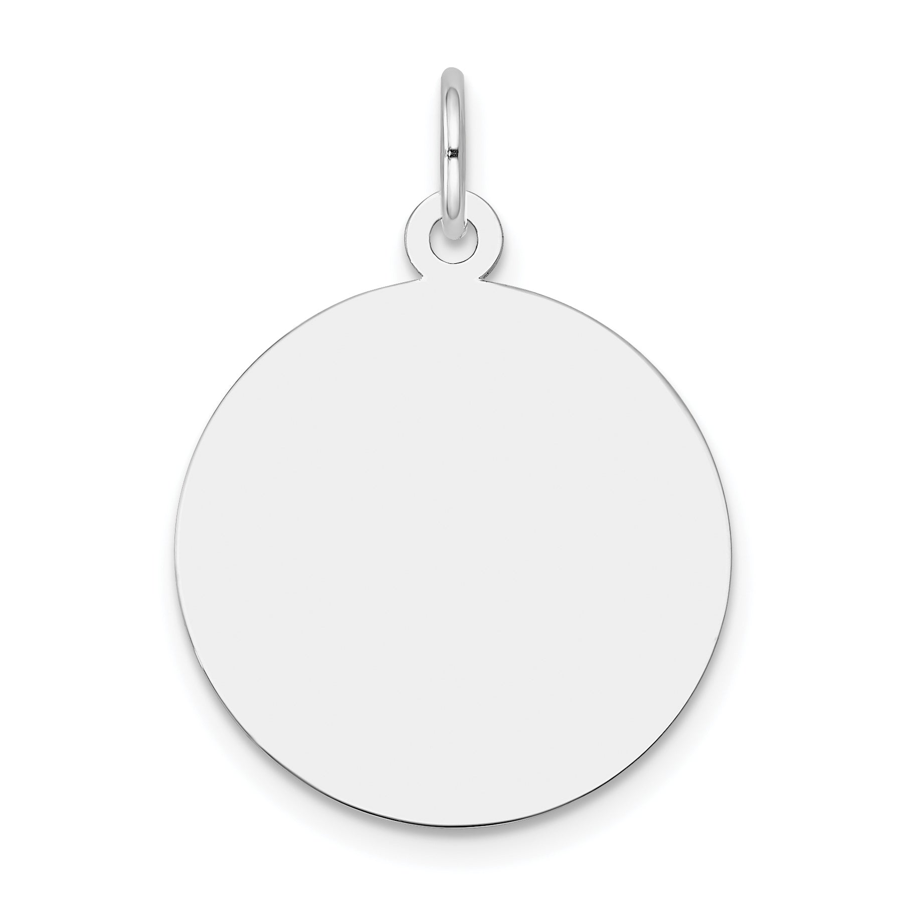 14K White Gold Plain .035 Gauge Round Engravable Disc Charm