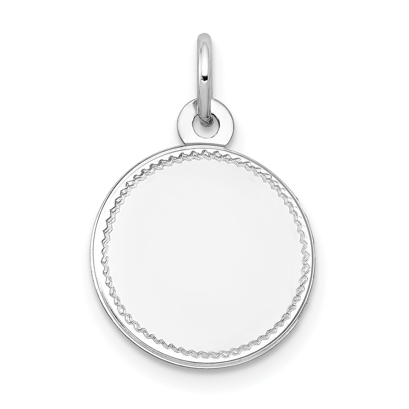 14K White Gold Plain .018 Gauge Round Engravable Disc Charm