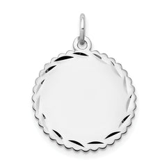 14K White Gold .027 Gauge Engraveable Scalloped Disc Charm