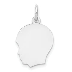 14K White Gold Plain Medium Facing Left Engravable Boy Charm