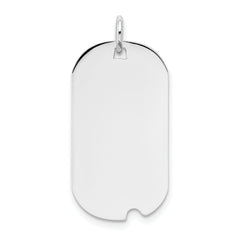 14K White Gold Plain .027 Gauge Engravable Dog Tag w/Notch Disc Charm