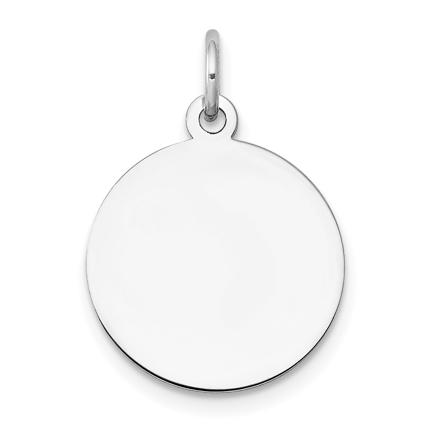 14K White Gold Plain .018 Gauge Circular Engravable Disc Charm