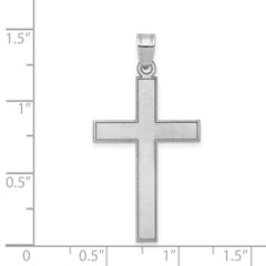 14K White Gold Florentine Satin Cross Pendant