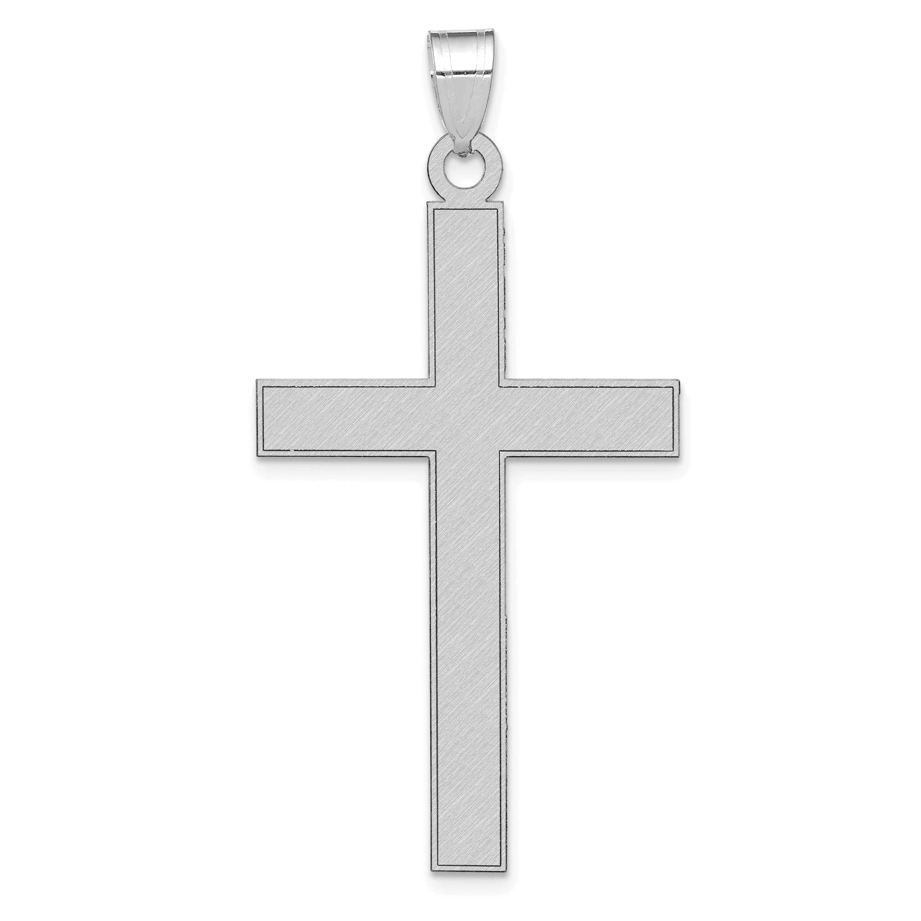 14k White Gold Florentine Satin Cross Pendant