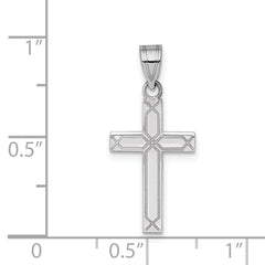 14K White Gold Solid Laser Etched Cross Pendant