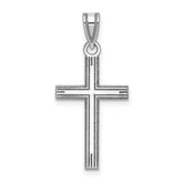 14k White Gold Solid Laser Etched Cross Pendant