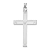 14k White Gold Solid Laser Etched Cross Pendant