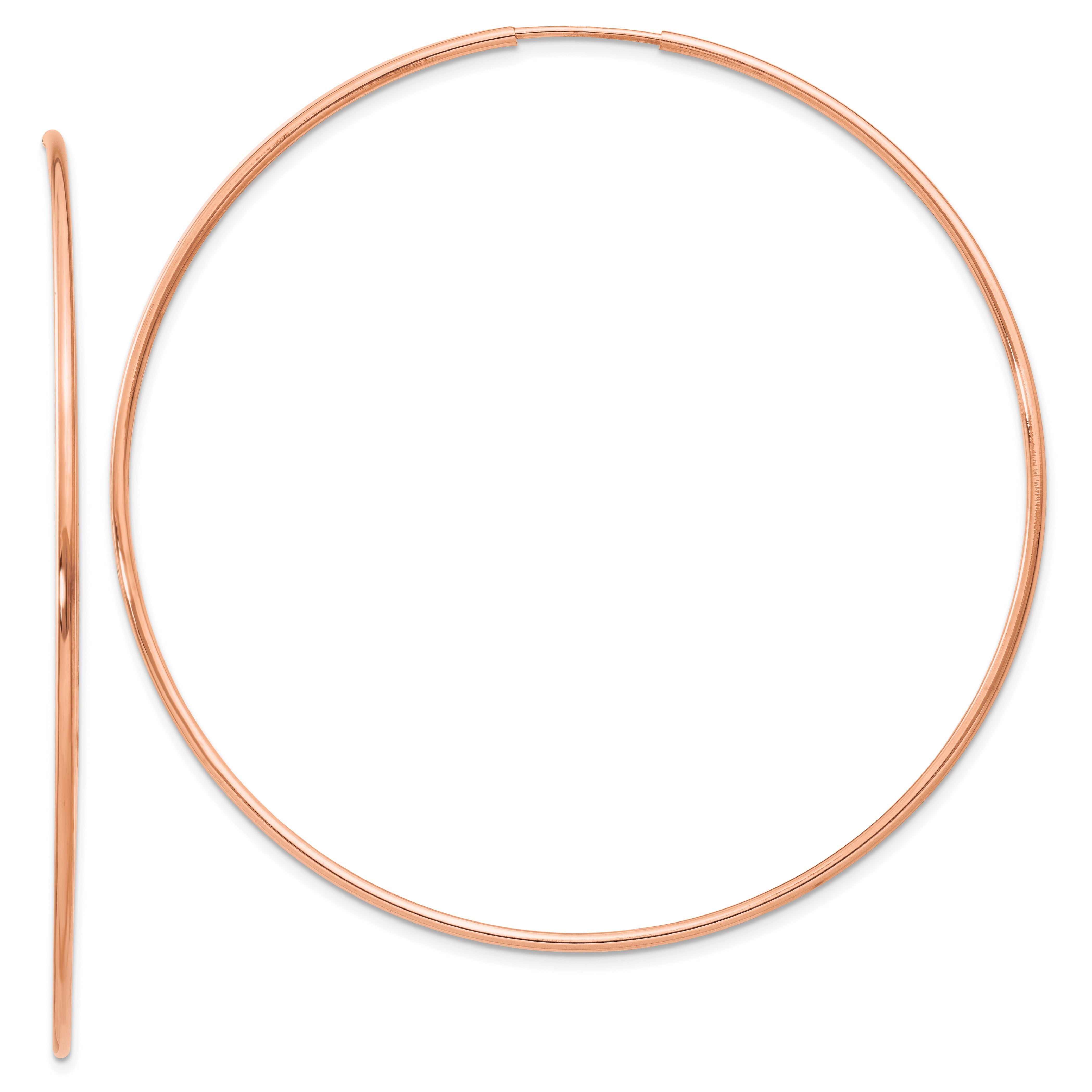14k Rose Gold 1.2mm Polished Endless Hoop Earrings